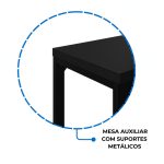 Mesa em L PÉ QUADRO (1,50×0,60m + Mesa Auxiliar) – S/ Gavetas – PRETO / PRETO – 26010 RM MÓVEIS 17