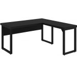Mesa em L PÉ QUADRO (1,70×0,70m + Mesa Auxiliar) – S/ Gavetas – PRETO / PRETO – 26011 RM MÓVEIS 10