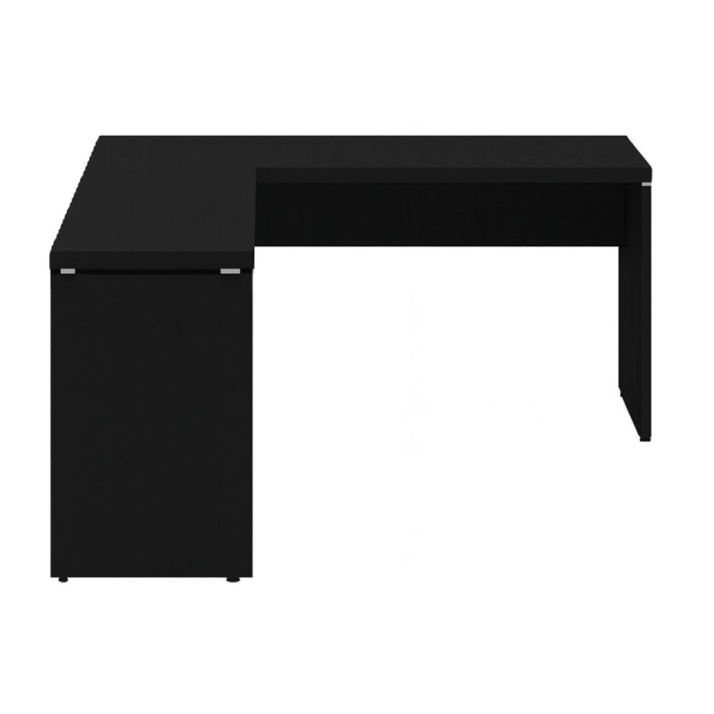 Mesa em L PÉ PAINEL (1,50×0,60m + Mesa Auxiliar) – S/ Gavetas – PRETO / PRETO – 26012 RM MÓVEIS 3
