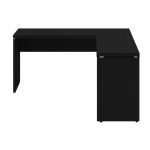 Mesa em L PÉ PAINEL (1,50×0,60m + Mesa Auxiliar) – S/ Gavetas – PRETO / PRETO – 26012 RM MÓVEIS 12