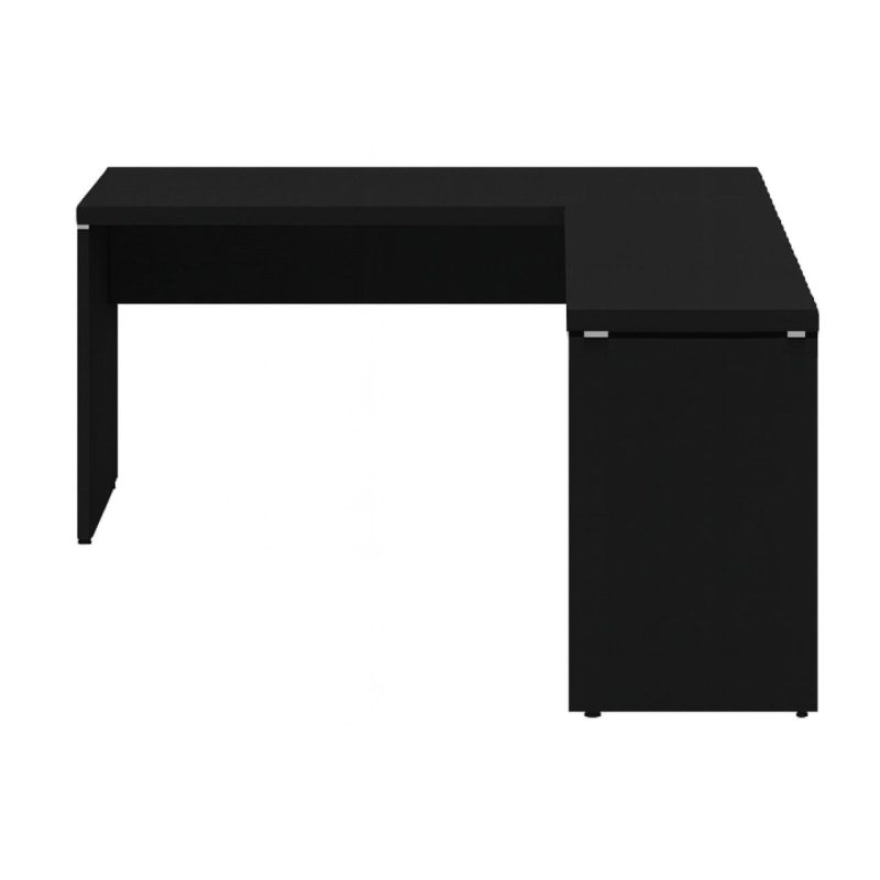 Mesa em L PÉ PAINEL (1,50×0,60m + Mesa Auxiliar) – S/ Gavetas – PRETO / PRETO – 26012 RM MÓVEIS 4