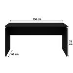 Mesa em L PÉ PAINEL (1,50×0,60m + Mesa Auxiliar) – S/ Gavetas – PRETO / PRETO – 26012 RM MÓVEIS 15