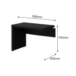 Mesa em L PÉ PAINEL (1,50×0,60m + Mesa Auxiliar) – S/ Gavetas – PRETO / PRETO – 26012 RM MÓVEIS 16