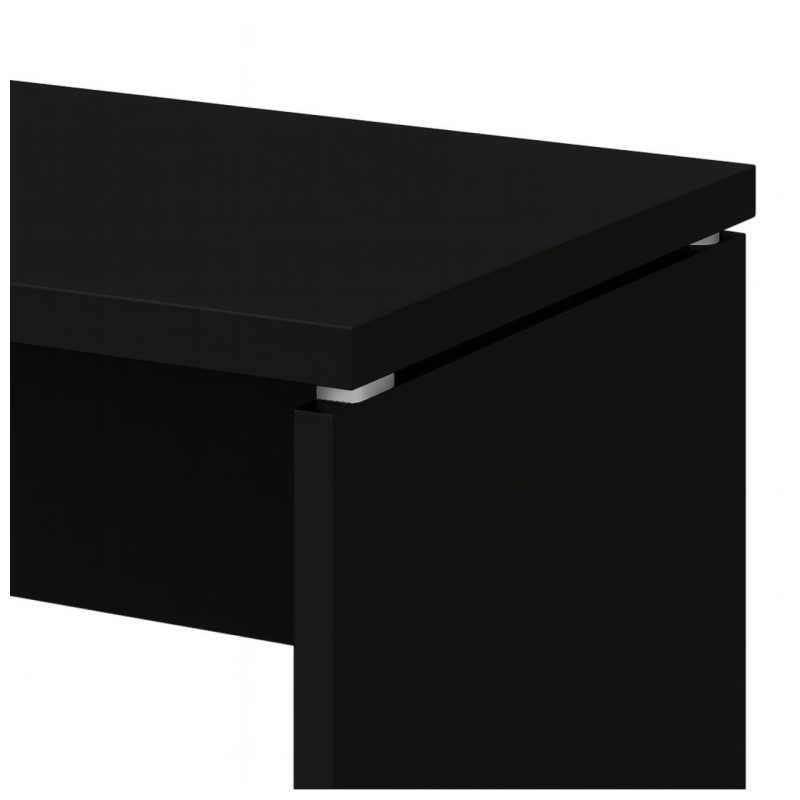 Mesa em L PÉ PAINEL (1,50×0,60m + Mesa Auxiliar) – S/ Gavetas – PRETO / PRETO – 26012 RM MÓVEIS 9