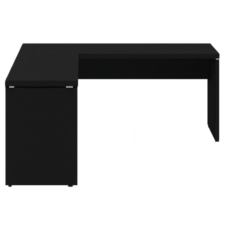 Mesa em L PÉ PAINEL (1,70×0,70m + Mesa Auxiliar) – S/ Gavetas – PRETO / PRETO – 26013 RM MÓVEIS 3