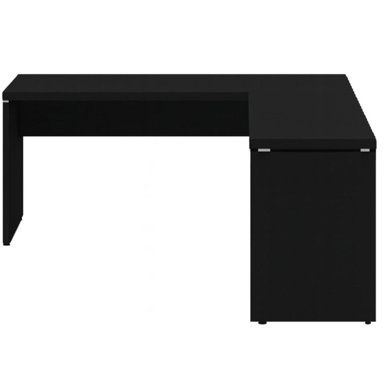 Mesa em L PÉ PAINEL (1,70×0,70m + Mesa Auxiliar) – S/ Gavetas – PRETO / PRETO – 26013 RM MÓVEIS 4