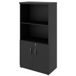 Armário Alto com Portas Inferiores e Prateleiras Abertas – MDP Preto – 26033 RM MÓVEIS 10
