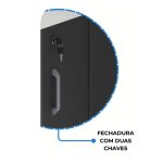 Armário Alto com Portas Inferiores e Prateleiras Abertas – MDP Preto – 26033 RM MÓVEIS 14