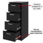 Arquivo de Madeira para Pasta Suspensa com 4 Gavetas – MDP PRETO – 26035 RM MÓVEIS 12