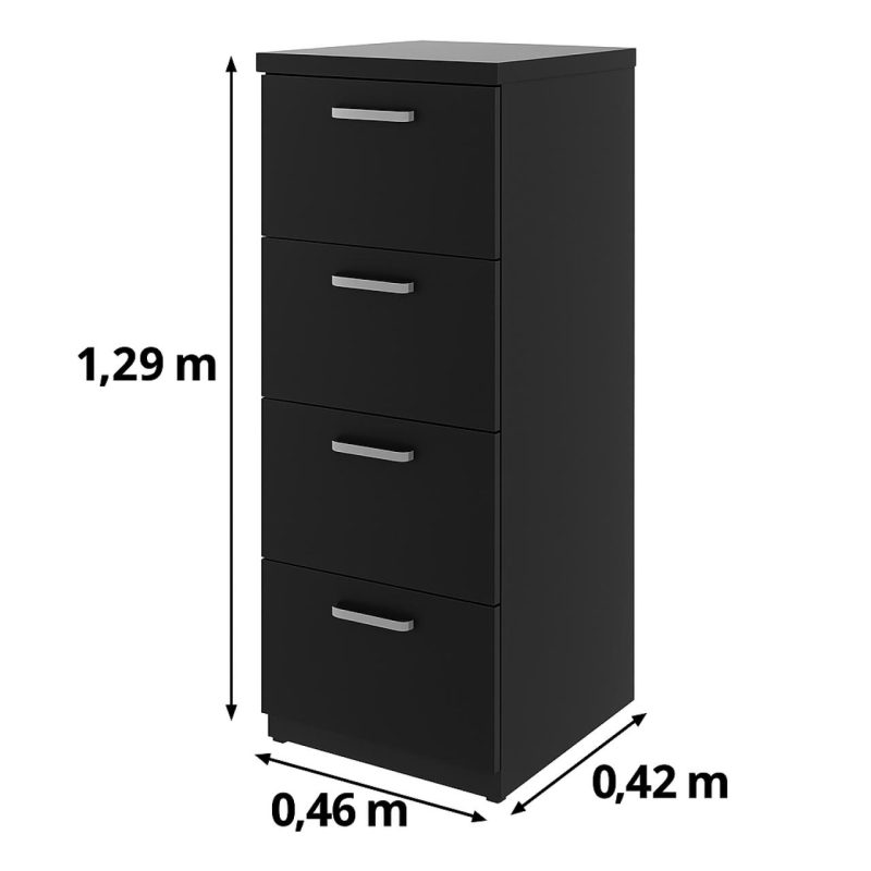 Arquivo de Madeira para Pasta Suspensa com 4 Gavetas – MDP PRETO – 26035 RM MÓVEIS 5