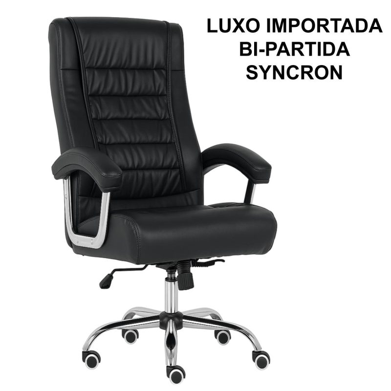 Poltrona LUXO IMPORTADA Concha Dupla Syncron – Couríssimo Preto – 30017 RM MÓVEIS 2
