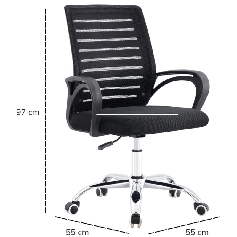 Cadeira para Escritório Tela OZY com Braço – Cor Preta – 30055 RM MÓVEIS 6