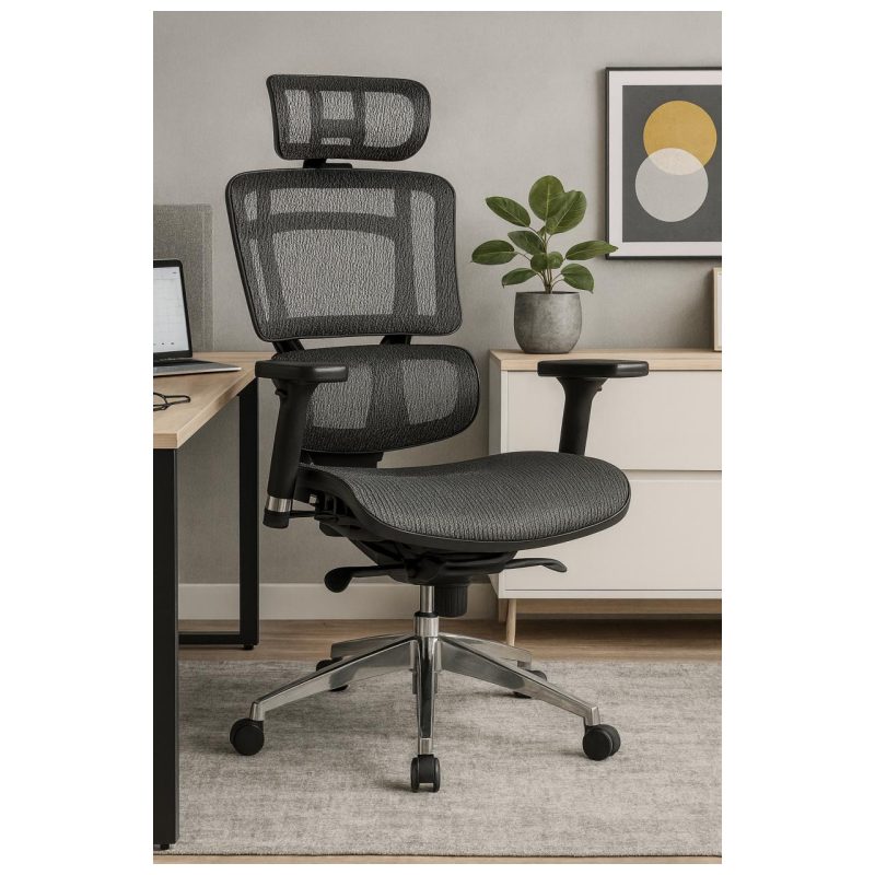 Cadeira de Escritório Presidente TELA DOM – Cor Preta – 32869 RM MÓVEIS 9