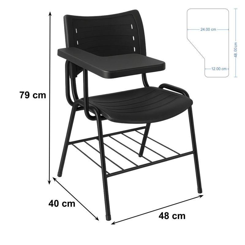 Cadeira Universitária Plástica Prancheta PLÁSTICA – MRPlast Preto – 34130 RM MÓVEIS 5