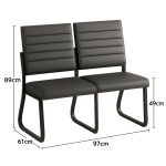 Sofanete para Escritório Estofada com 02 Lugares – TRIX – Pés PRETO – 35120 RM MÓVEIS 15
