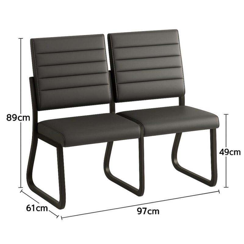 Sofanete para Escritório Estofada com 02 Lugares – TRIX – Pés PRETO – 35120 RM MÓVEIS 7