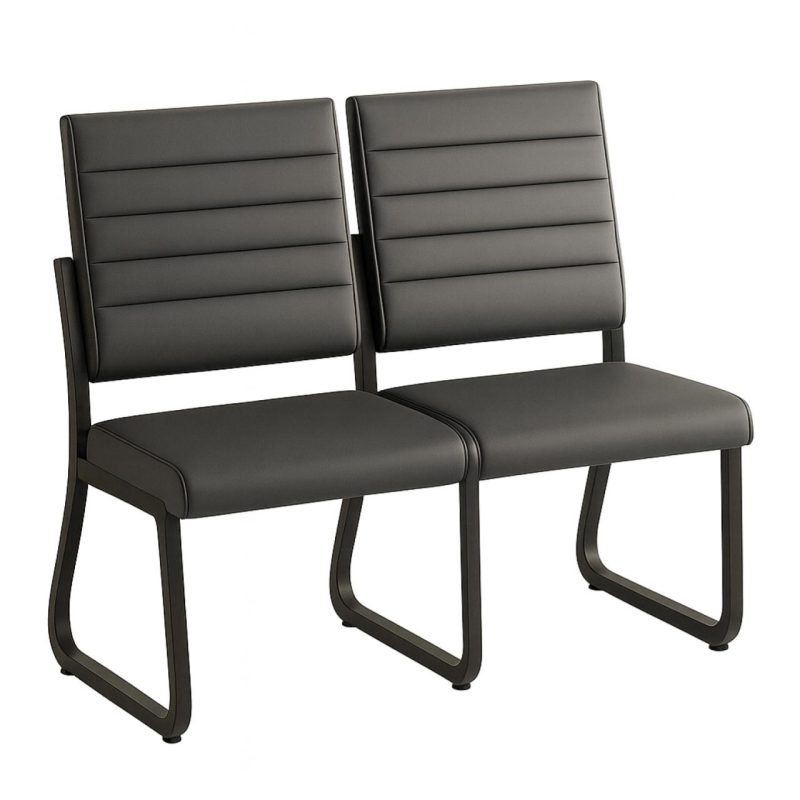 Sofanete para Escritório Estofada com 02 Lugares – TRIX – Pés PRETO – 35120 RM MÓVEIS 2
