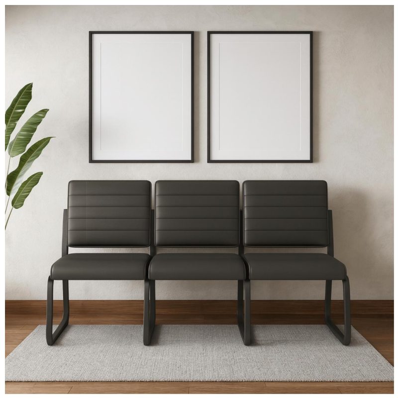 Sofanete para Escritório Estofada com 03 Lugares – TRIX – Pés PRETO – 35123 RM MÓVEIS 9